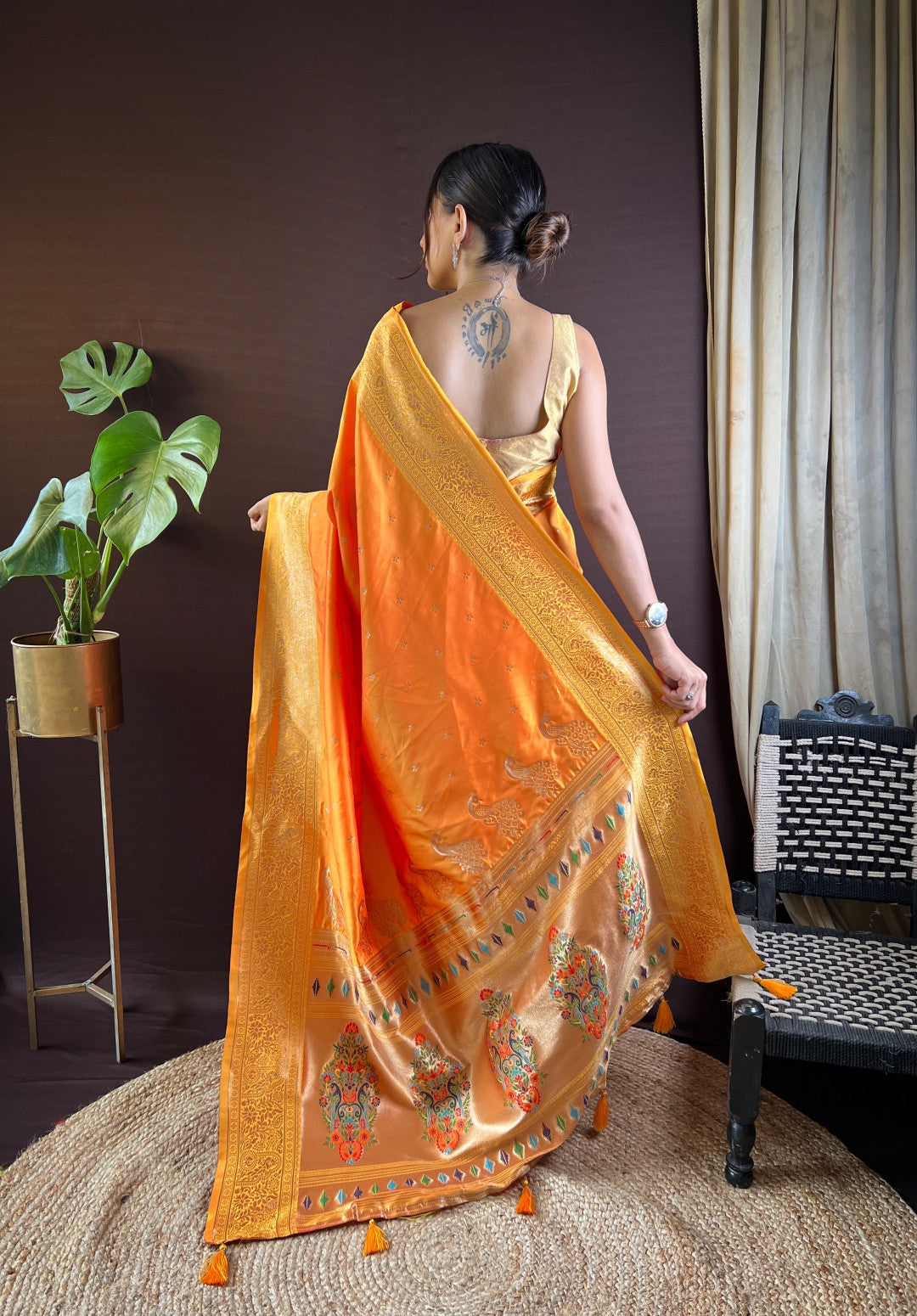 Organge Paithani Silk Saree