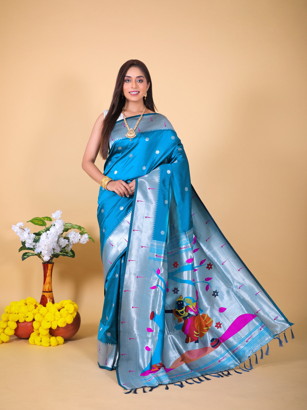 Sky Blue Soft Paithani Saree