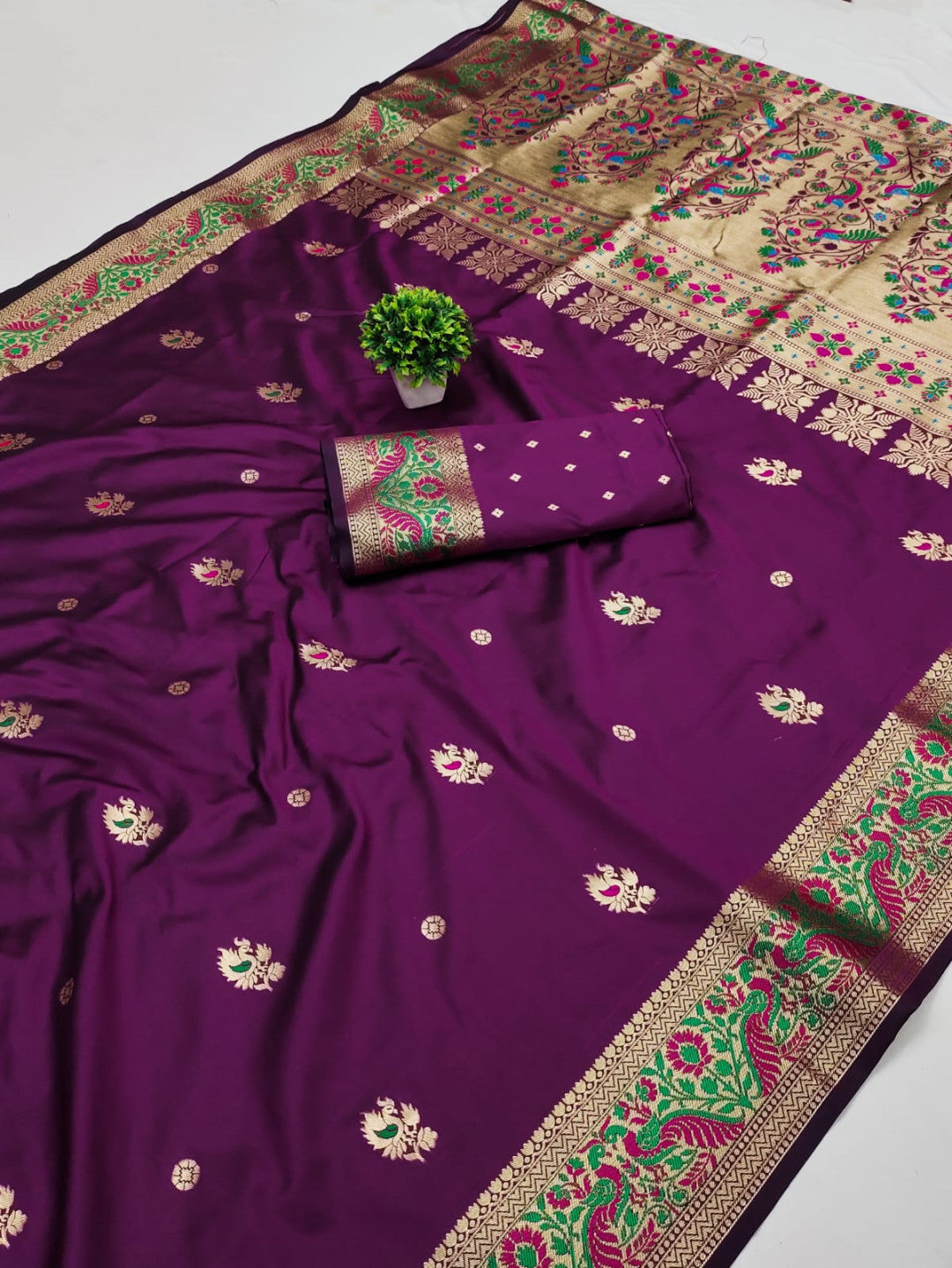 Magenta Paithani Silk Saree