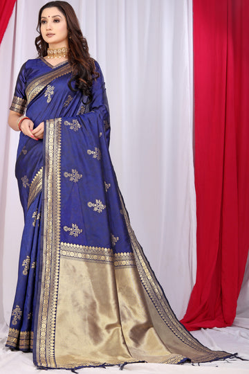 Parveen Blue Banarasi Silk Saree Zari Weaved