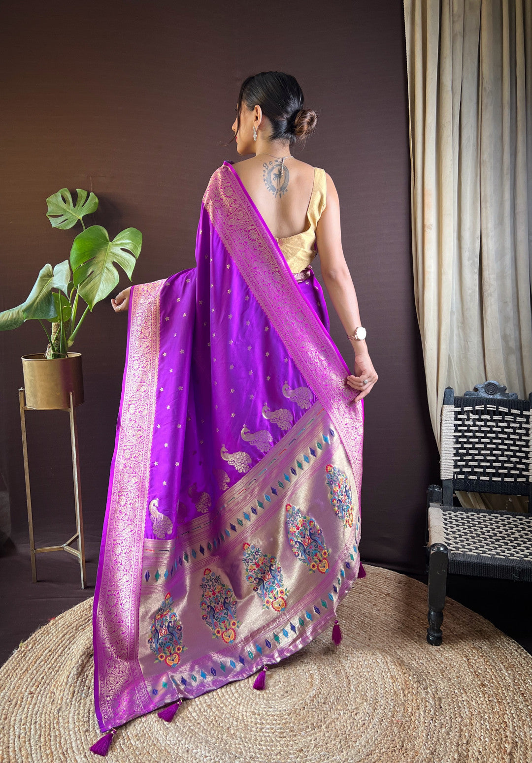 Purple Paithani Silk Saree