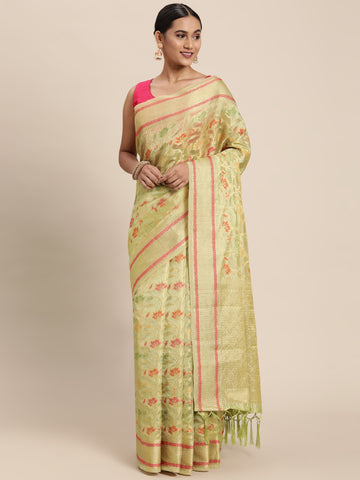 Pista Green Organza Silk Saree