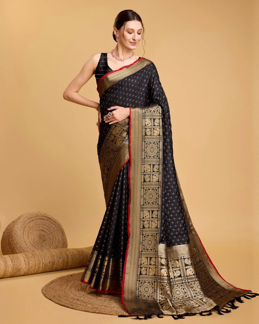 Black Banarasi Silk Saree