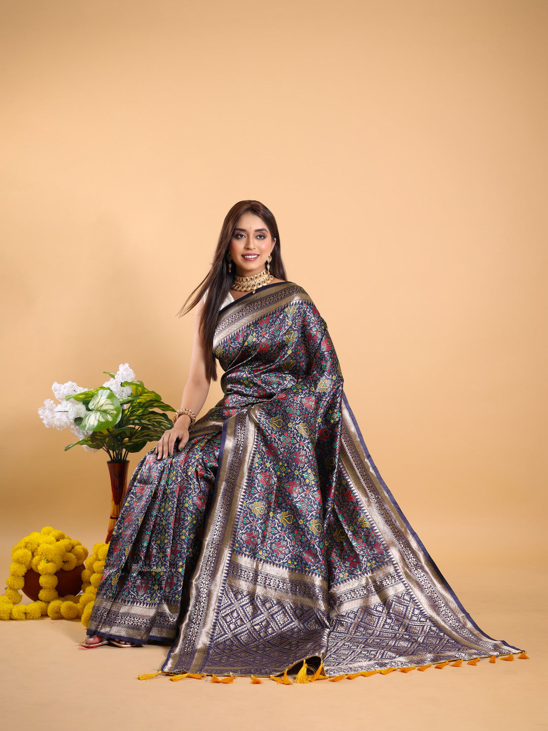 Classis Blue Banarasi Silk Saree