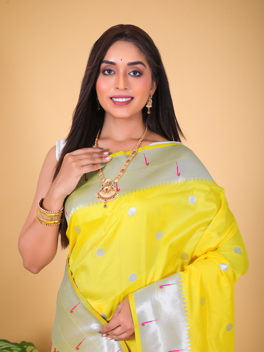 Yellow Soft Paithani Saree