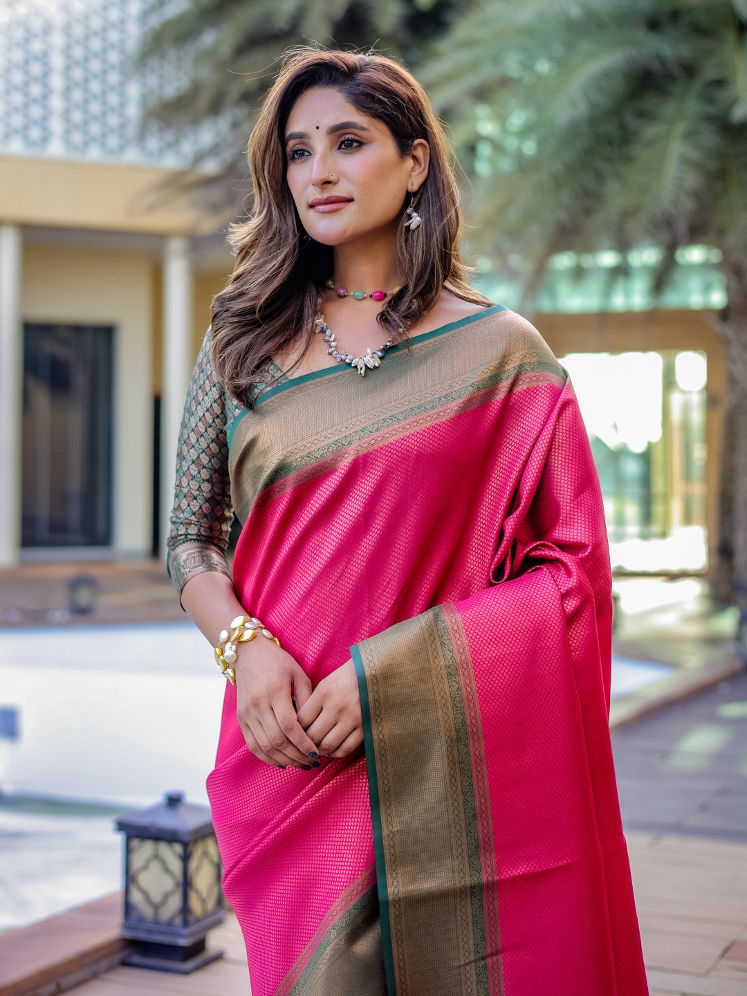 Pink Kanjivaram Pattu Zari Saree