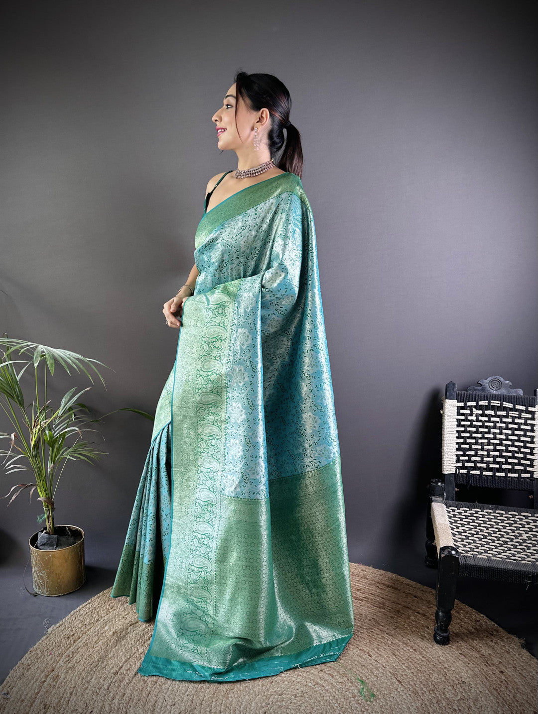 Banarasi Tissue Silk Saree Sea Green