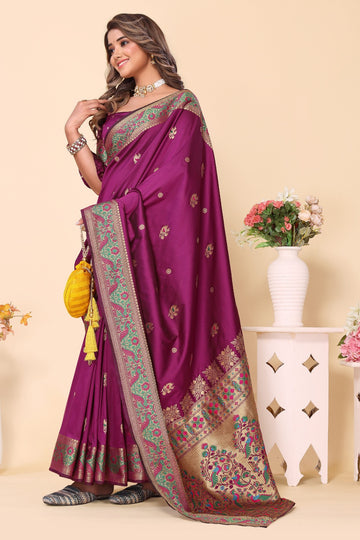 Magenta Paithani Silk Saree