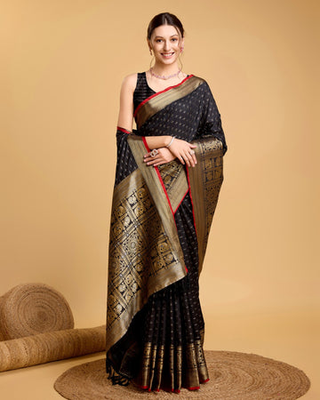 Black Banarasi Silk Saree