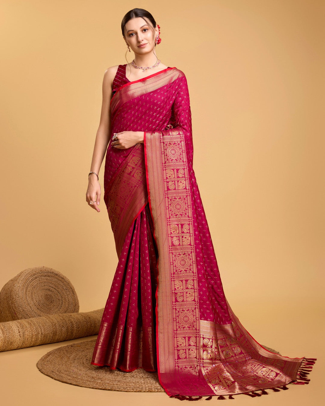 Magenta Banarasi Silk Saree