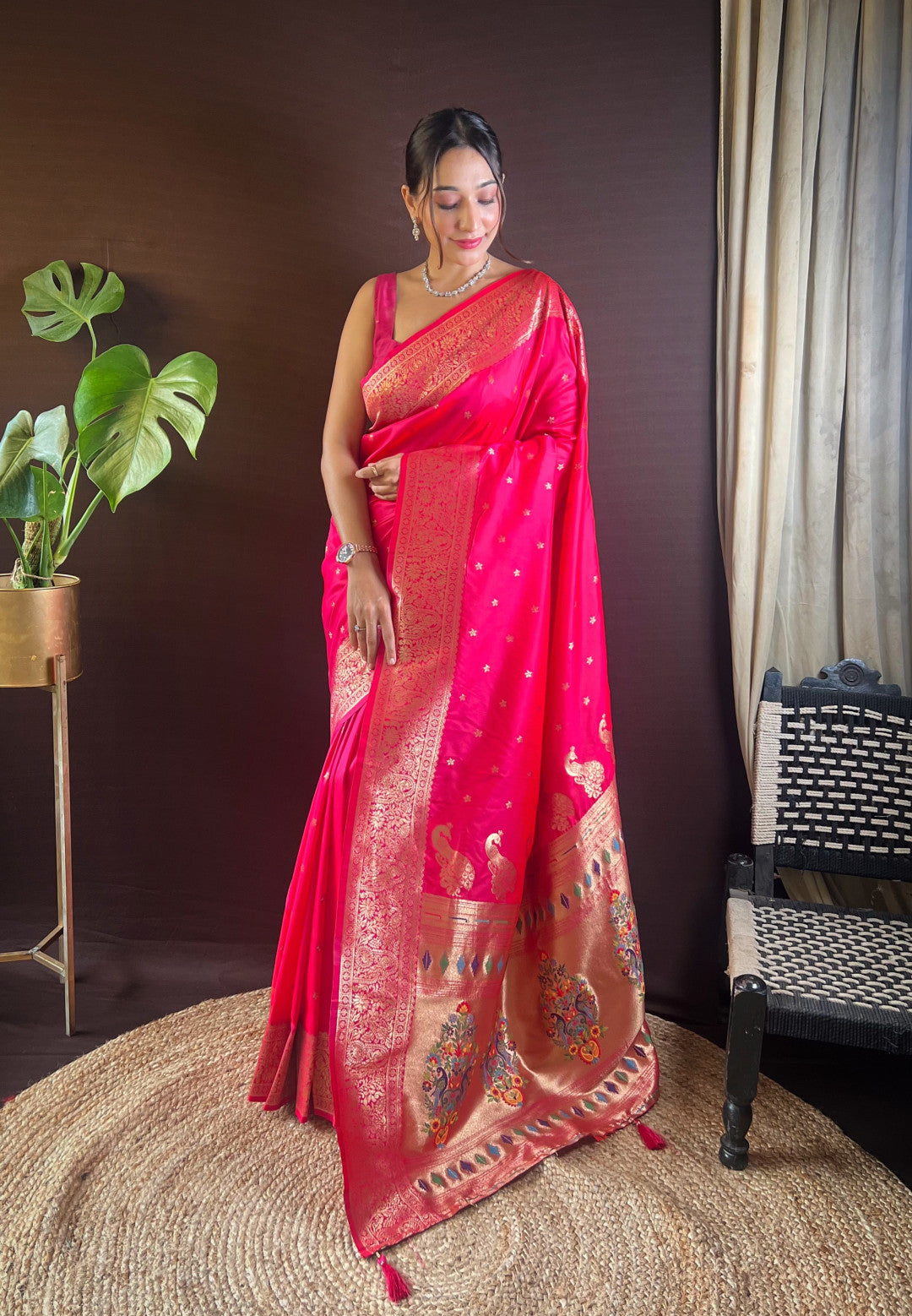 Pink Paithani Silk Saree