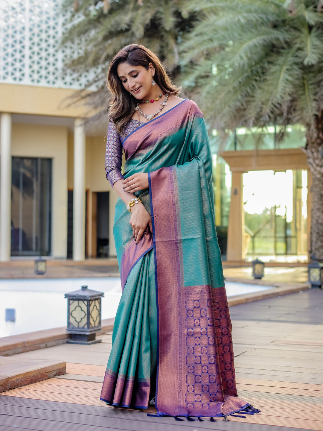 Rama Green Kanjivaram Pattu Zari Saree