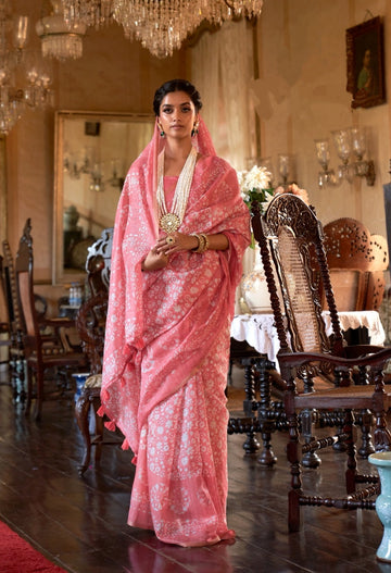 Pink Mul-Mul Soft Cotton Saree