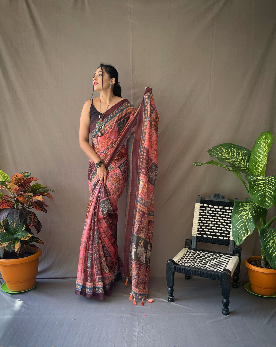 Multicolor Cotton Kalamkari Saree