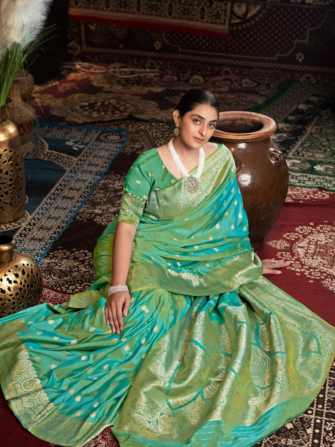 Green Zari Banarasi Silk Saree