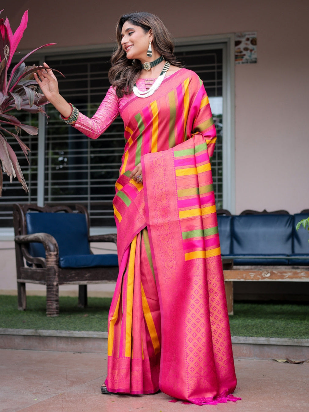 Pink Kanjivaram Zari Pattu Saree