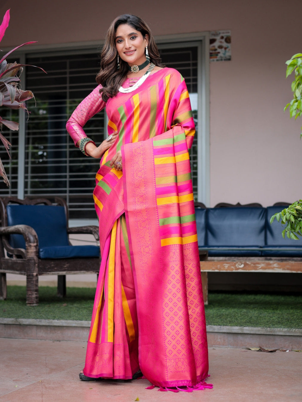 Pink Kanjivaram Zari Pattu Saree