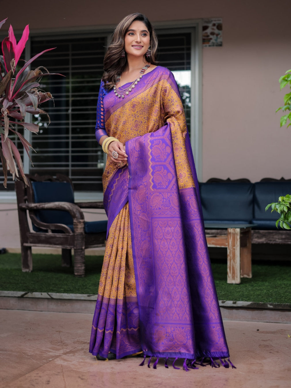 Purple Ikkat Patola Kanjivaram Saree