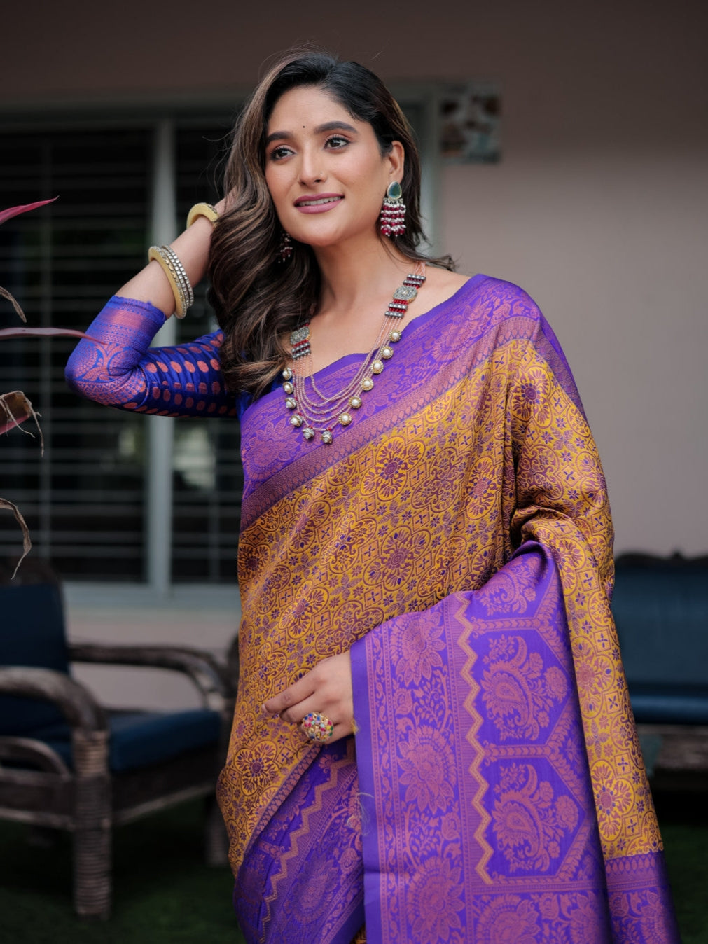 Purple Ikkat Patola Kanjivaram Saree