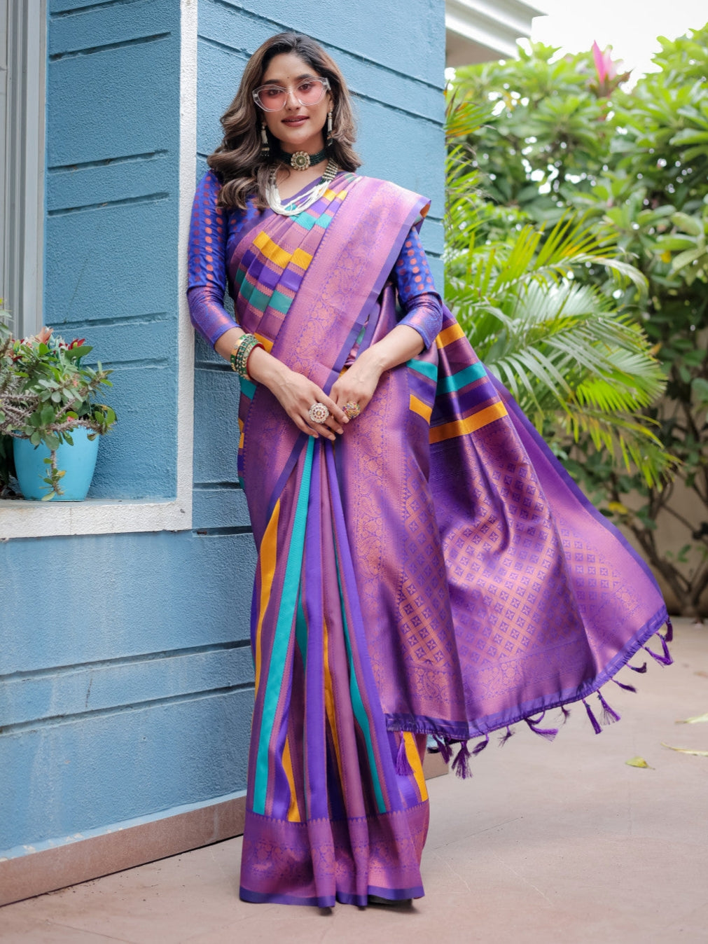 Purple Kanjivaram Zari Pattu Saree