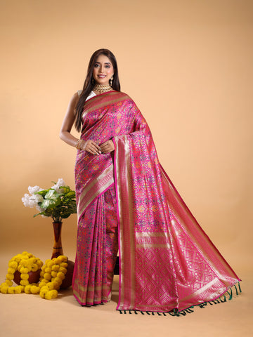 Classis Pink Banarasi Silk Saree