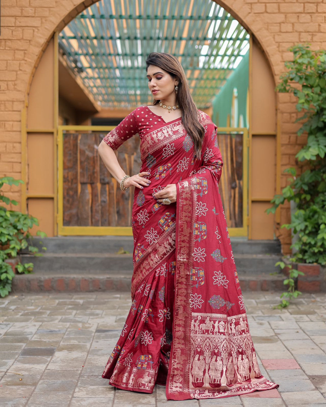 Mastani Maroon Bandhej Saree