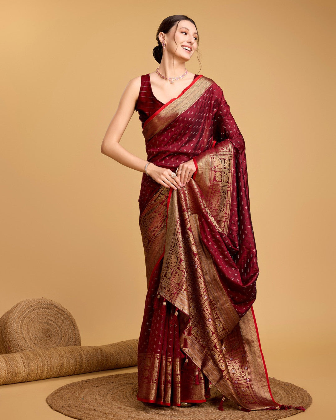 Maroon Banarasi Silk Saree