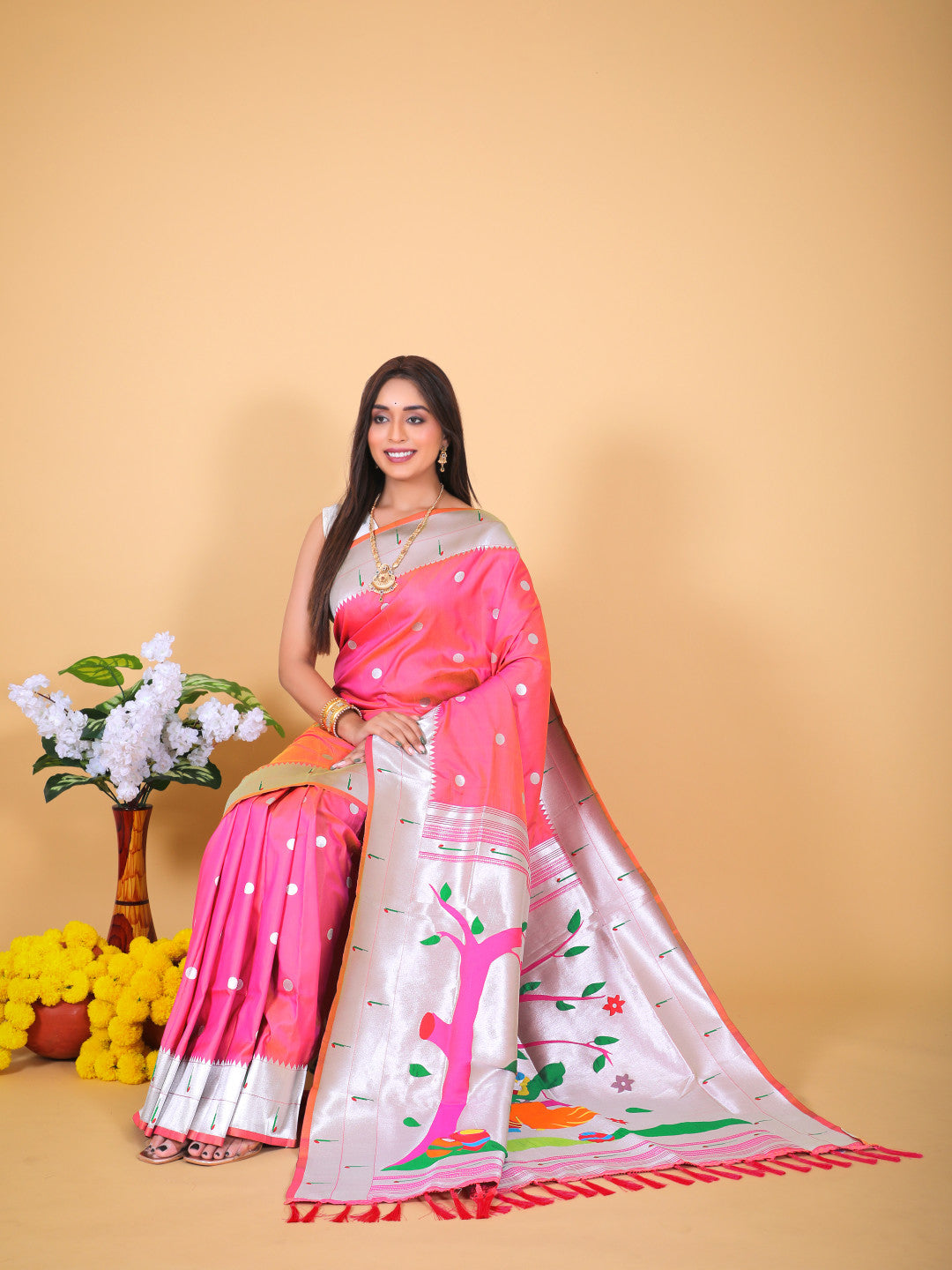 Pink Soft Paithani Saree