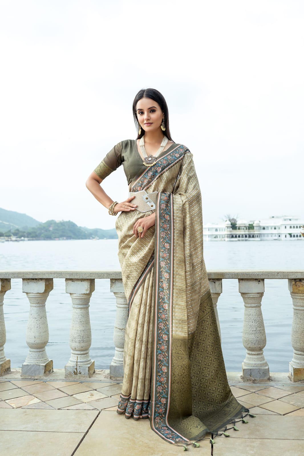 Mehndi Tussur Silk Saree