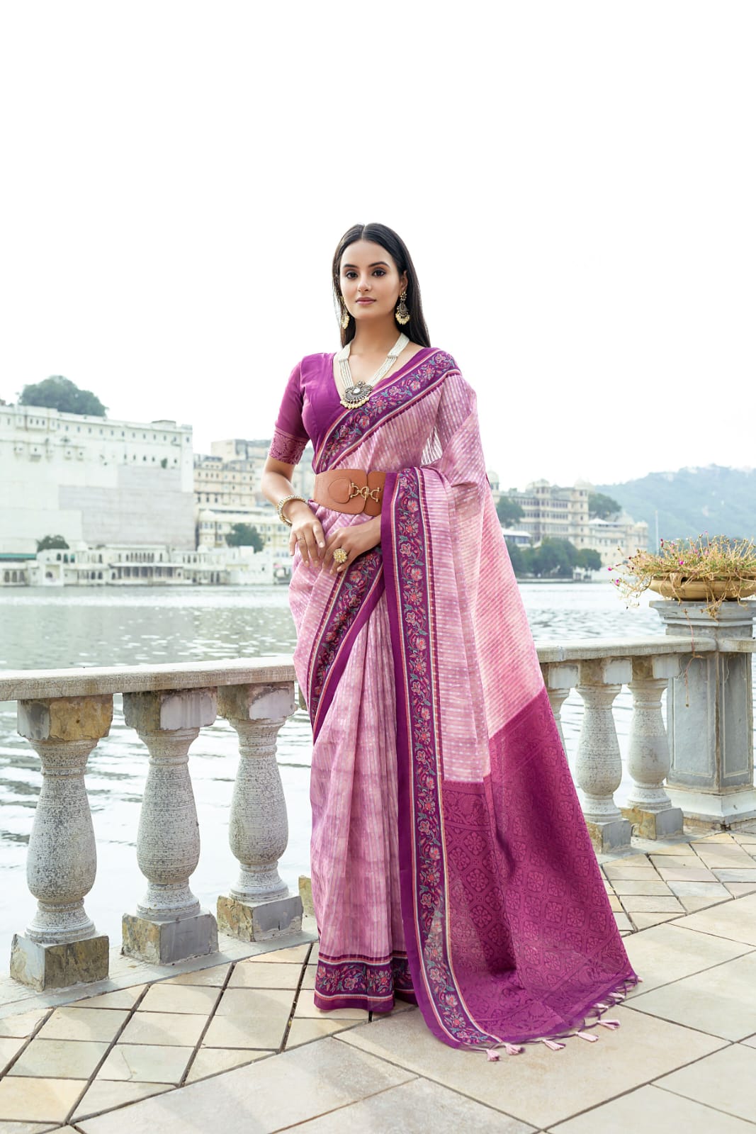 Pink Soft Tussur Silk Saree