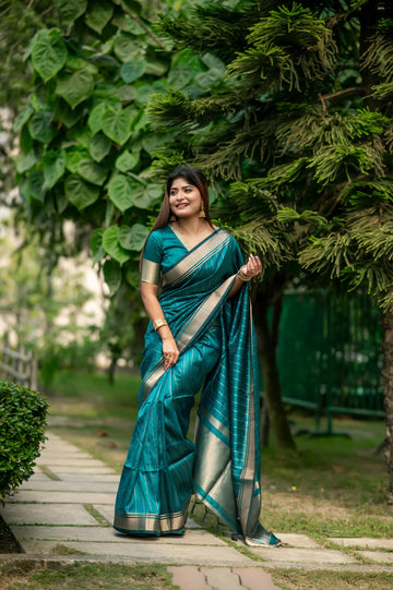 Rama Green Soft Banarasi Silk Saree