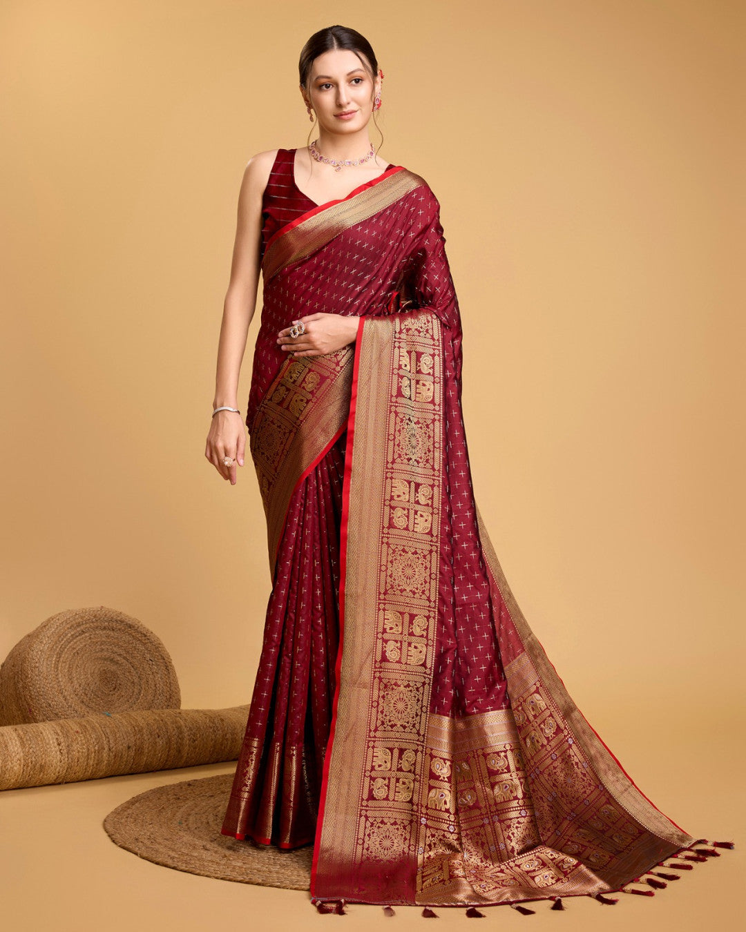 Maroon Banarasi Silk Saree