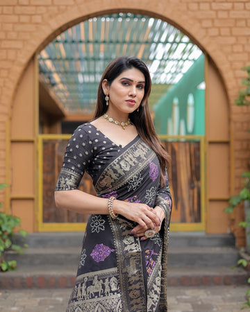 Mastani Black Bandhej Saree