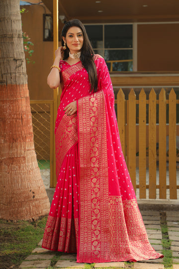 Heer Pink Bandhej Silk Saree