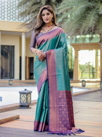 Rama Green Kanjivaram Pattu Zari Saree