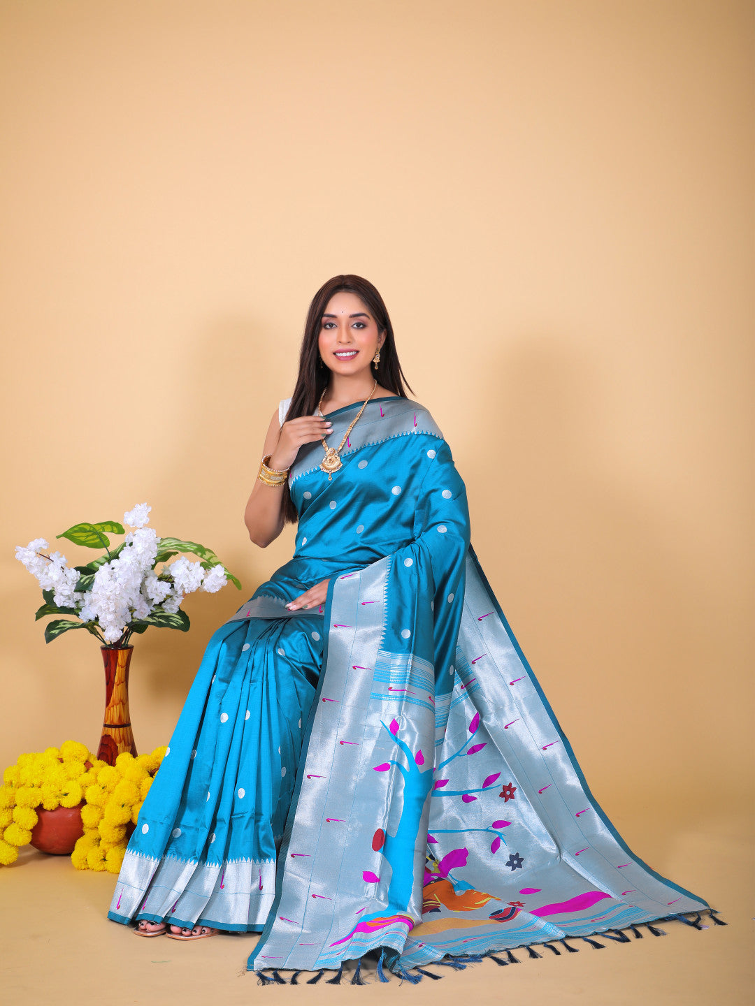 Sky Blue Soft Paithani Saree