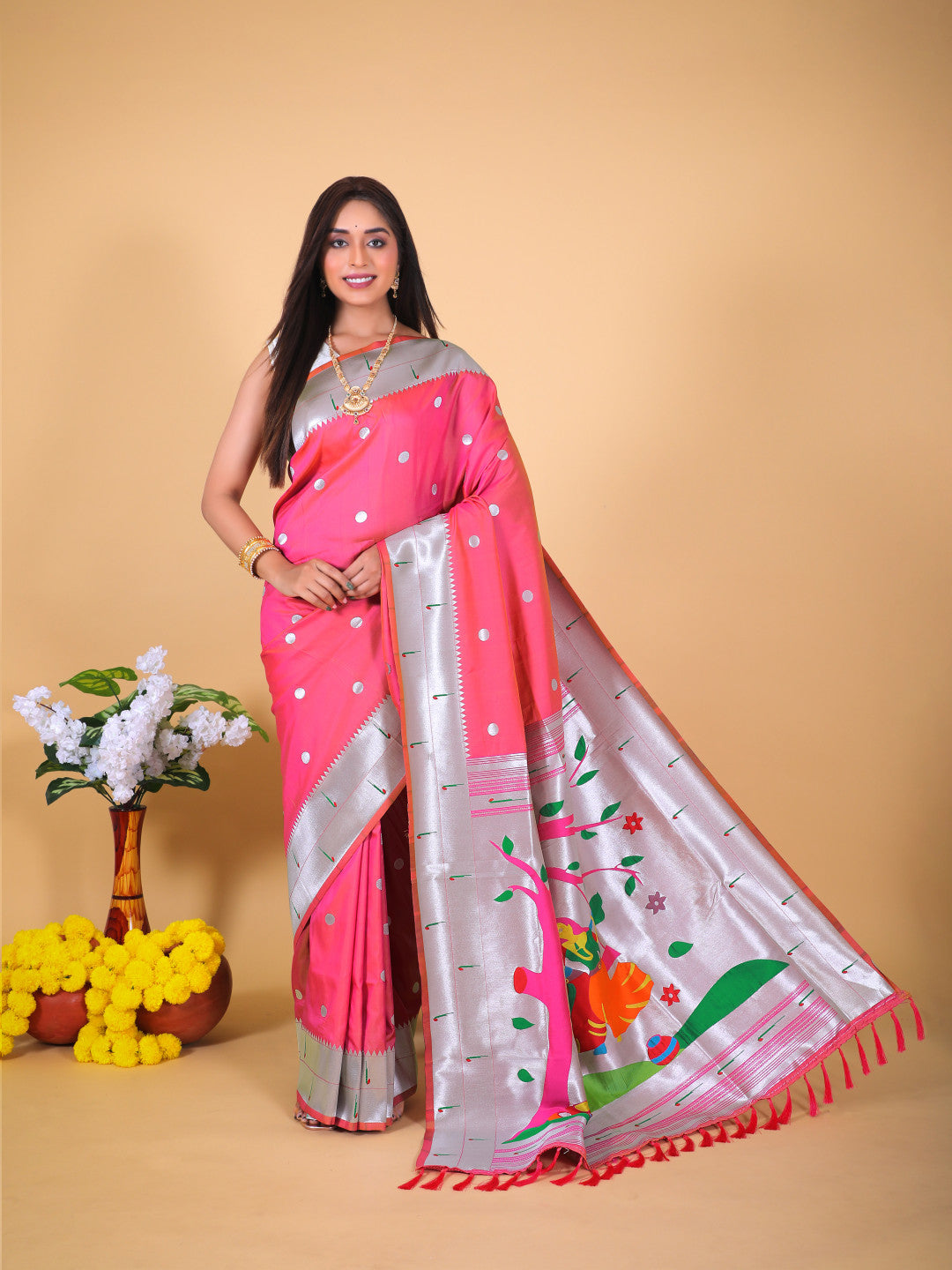 Pink Soft Paithani Saree