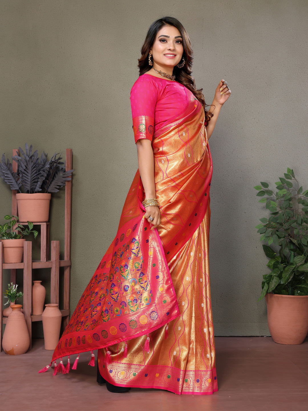 Banarasi Tissue Silk Saree With Zari Weaving Work