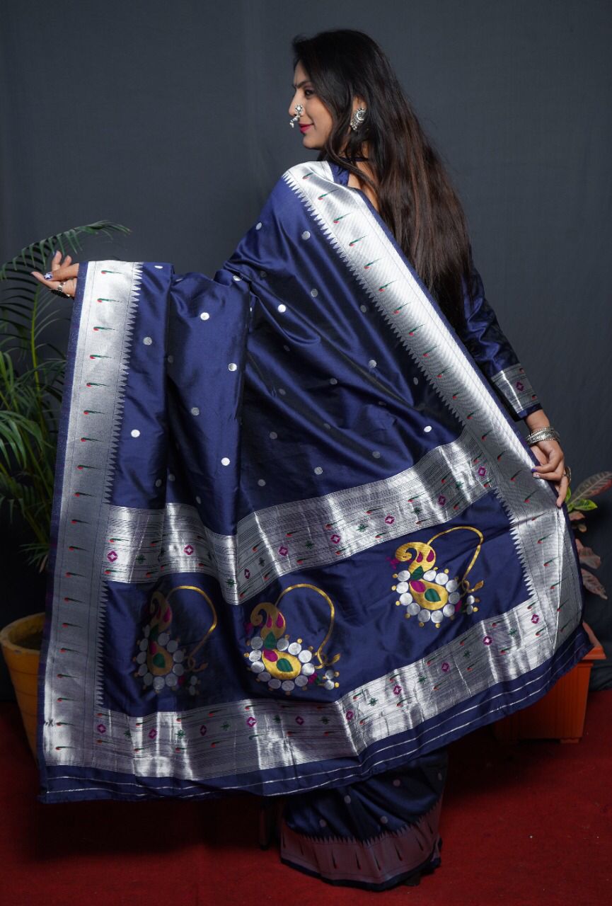 Blue Paithani Zari Silk Saree