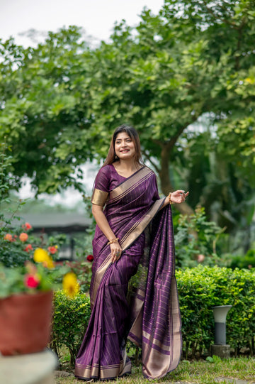 Wine Banarasi Silk Saree