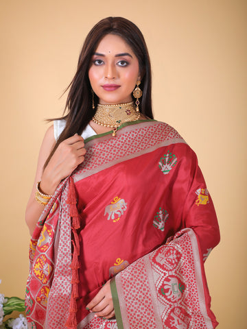 Royal Red Soft Banari Silk Saree