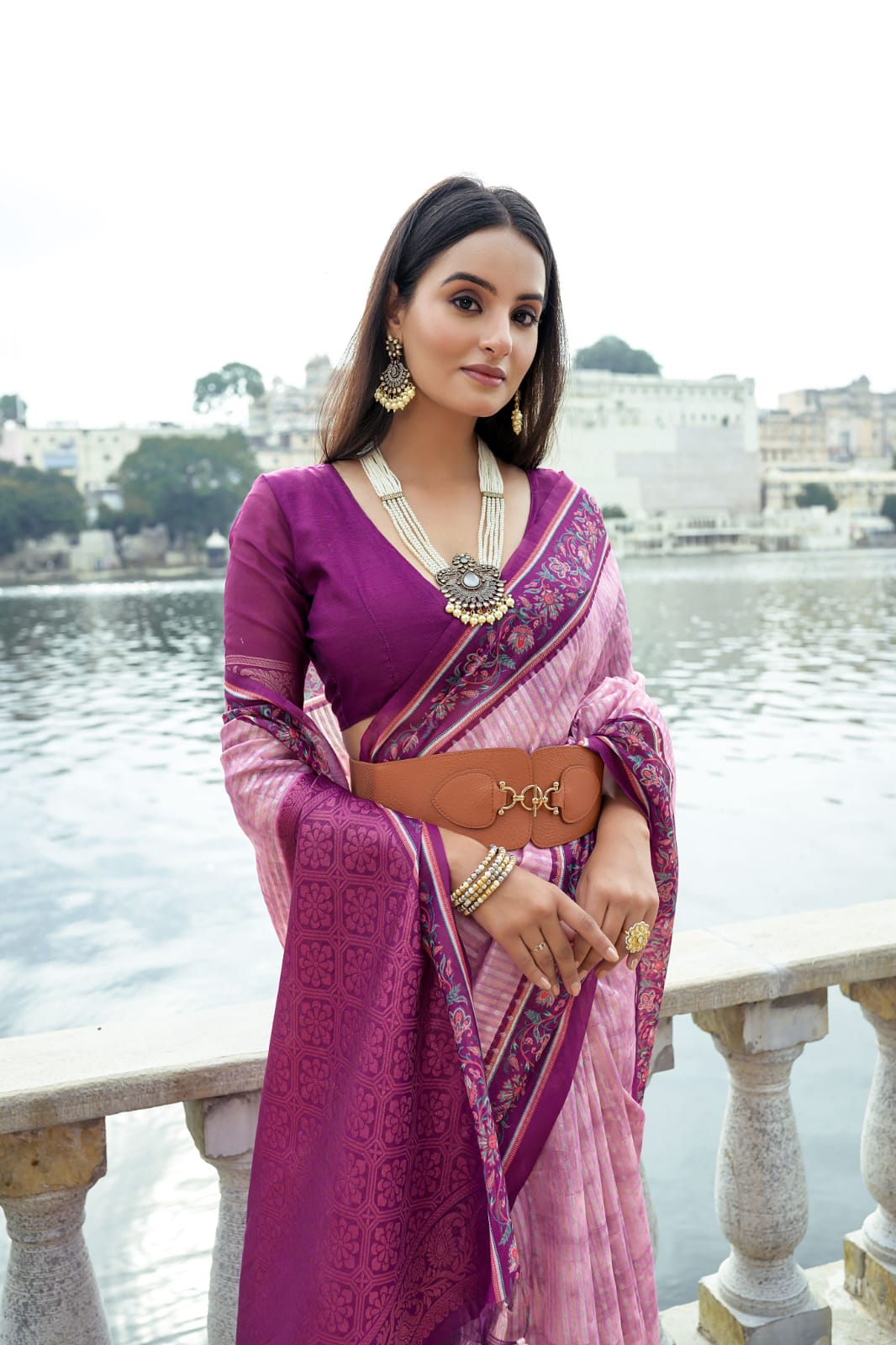 Pink Soft Tussur Silk Saree