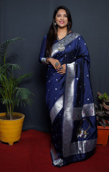 Blue Paithani Zari Silk Saree