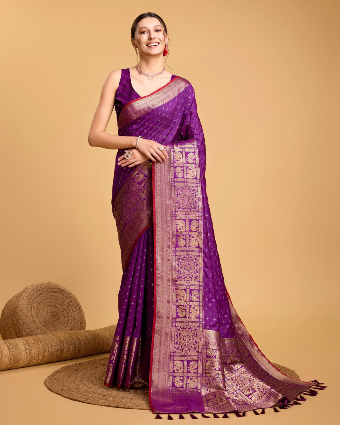 Purple Banarasi Silk Saree