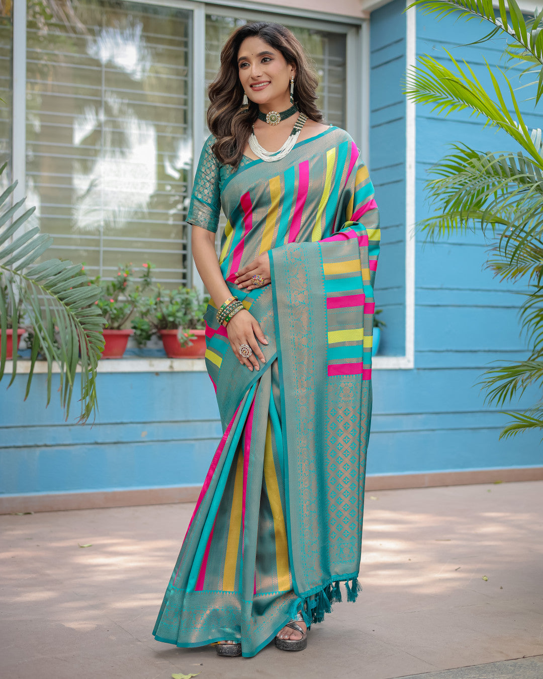 Sea Green  Kanjivaram Zari Pattu Saree