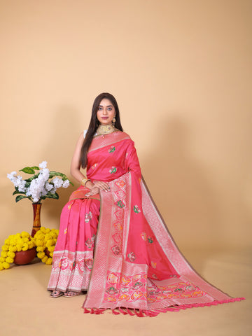 Royal Pink Soft Banari Silk Saree