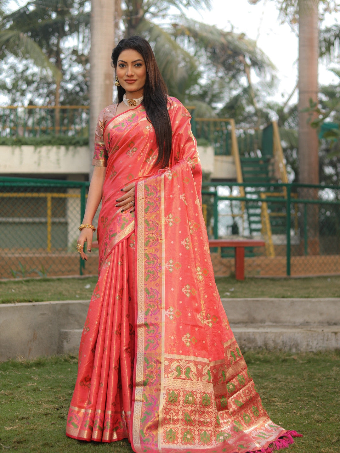 Pink Soft Organza Silk Saree