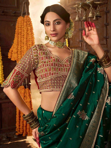 Designer Limited Edition Wedding Special Silk Saree Green