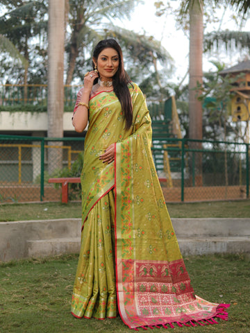 Mehndi Soft Organza Silk Saree