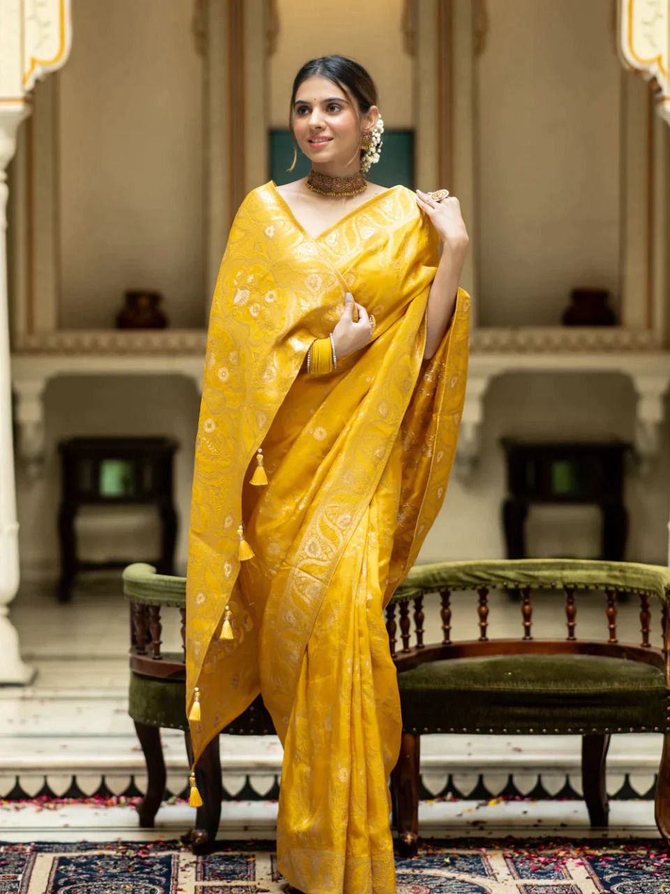 Zari Banarasi Silk Saree Yellow